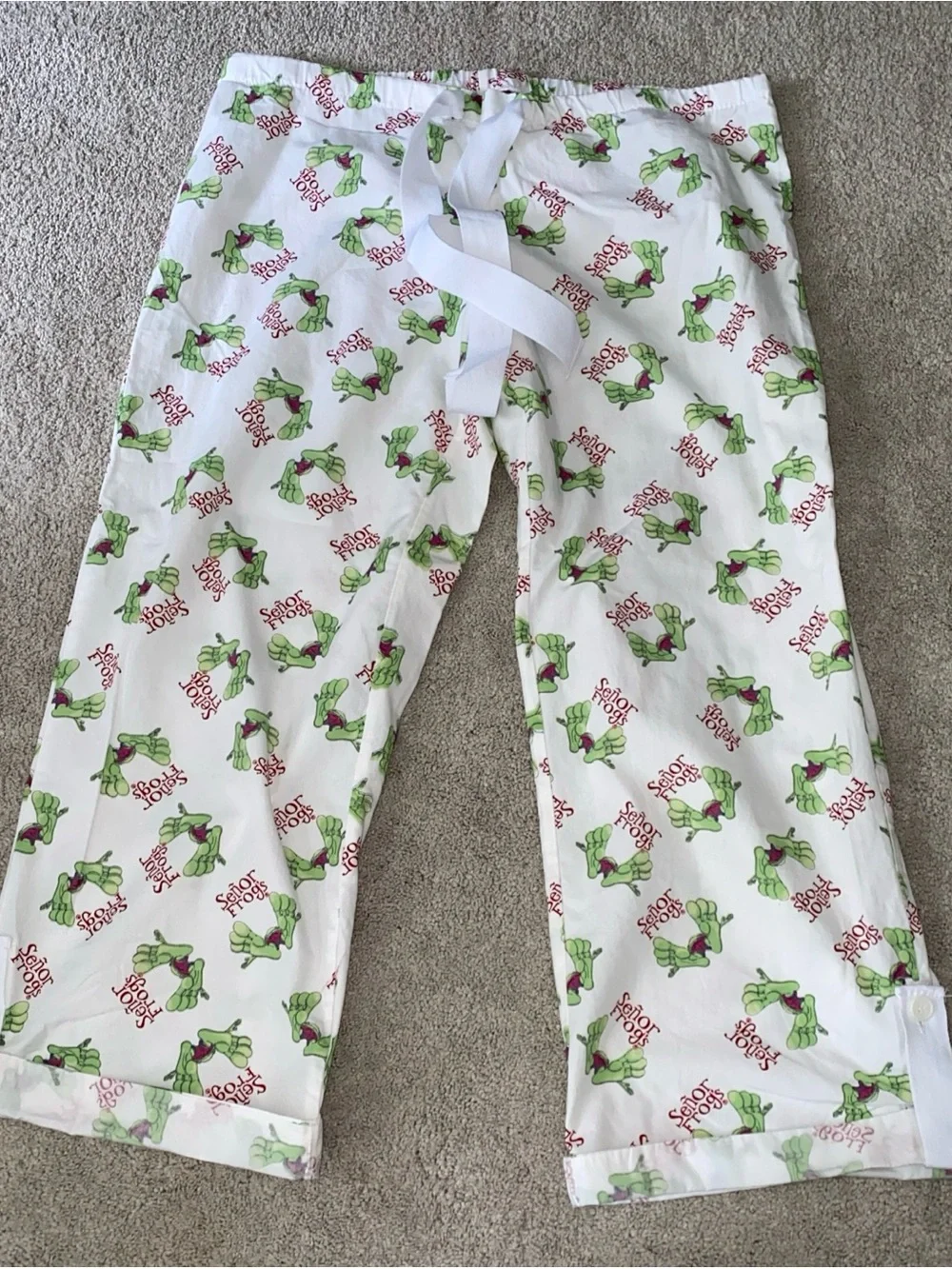 Senor‎ Frogs Bahamas Sleepwear Pajama Bottoms Frogs Feet Size Large Cotton